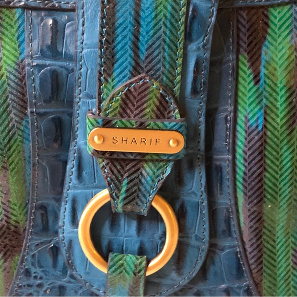 New Sharif Croc Style Beautiful Leather Satchel Handbag w/Matching Wristlet - Picture 2 of 16